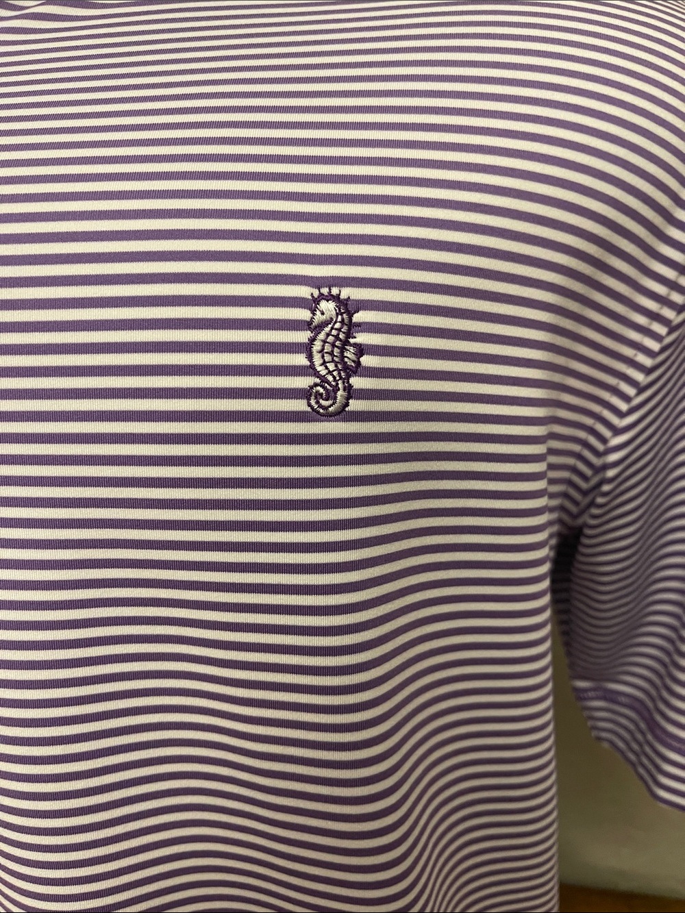 Peter Millar Striped Purple and White Performance Polo - Picture 2 of 4